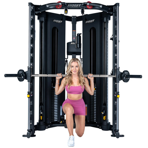 Woman exercising on a Hoist H8 Smith Machine and Functional Trainer