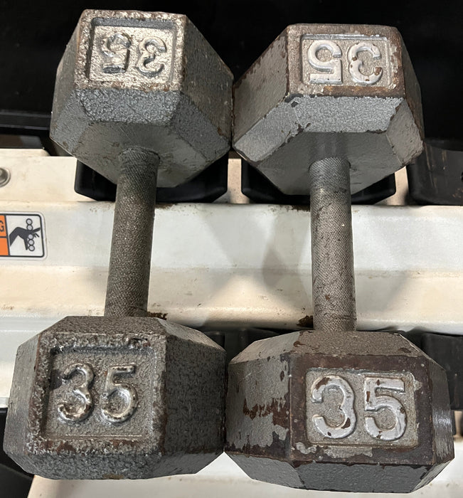Used Body-Solid Iron Hex Dumbbells 35lbs