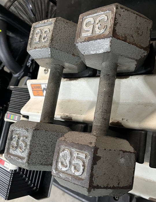 Used Body-Solid Iron Hex Dumbbells 35lbs