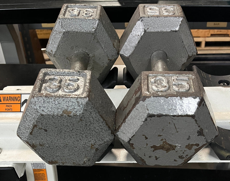 Used Body-Solid Iron Hex Dumbbells 35lbs