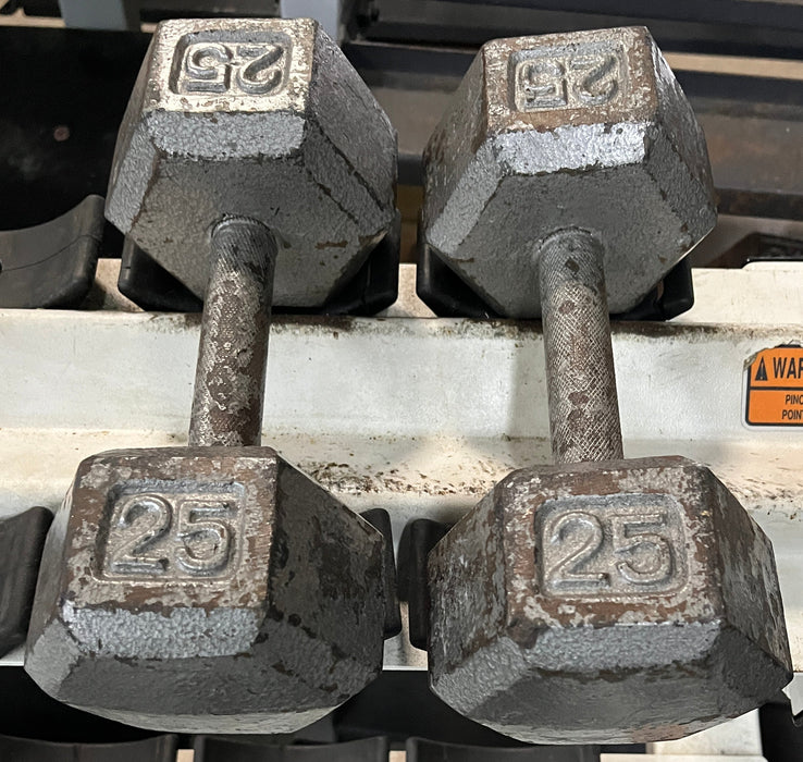 Used Body-Solid Iron Hex Dumbbells 25lbs