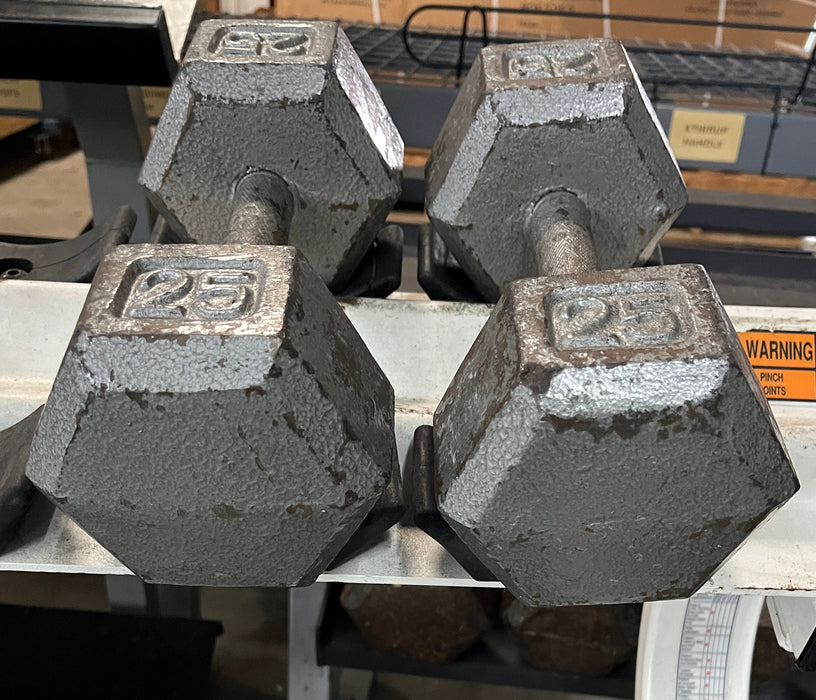 Used Body-Solid Iron Hex Dumbbells 25lbs