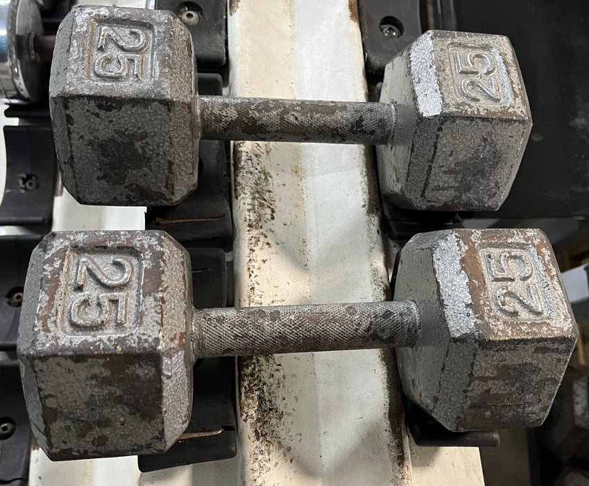Used Body-Solid Iron Hex Dumbbells 25lbs