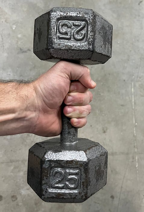 Used Body-Solid Iron Hex Dumbbells 25lbs