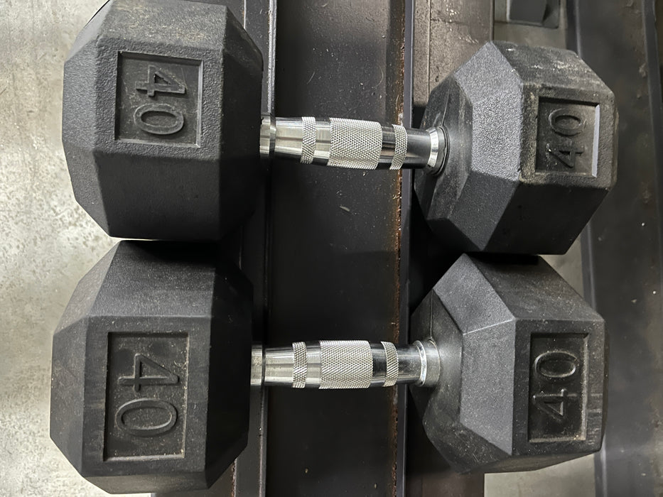 Used Ignite by SPRI 40 lbs Rubber Hex Dumbbell