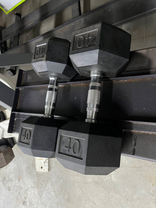 Used Ignite by SPRI 40 lbs Rubber Hex Dumbbell