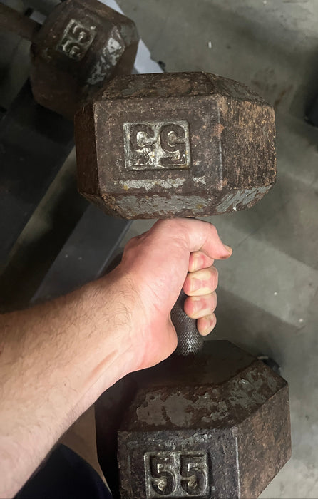 Used Body-Solid Iron Hex Dumbbells 55lbs