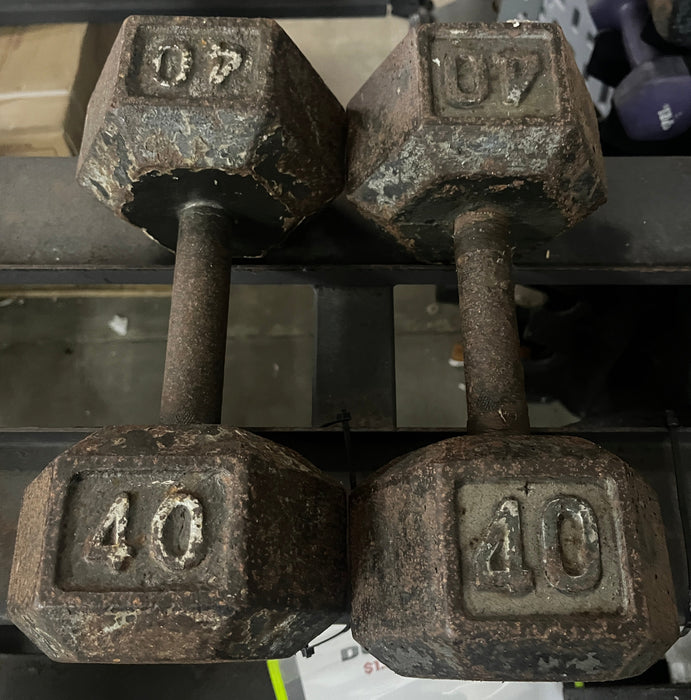 Used Body-Solid Iron Hex Dumbbells 40lbs
