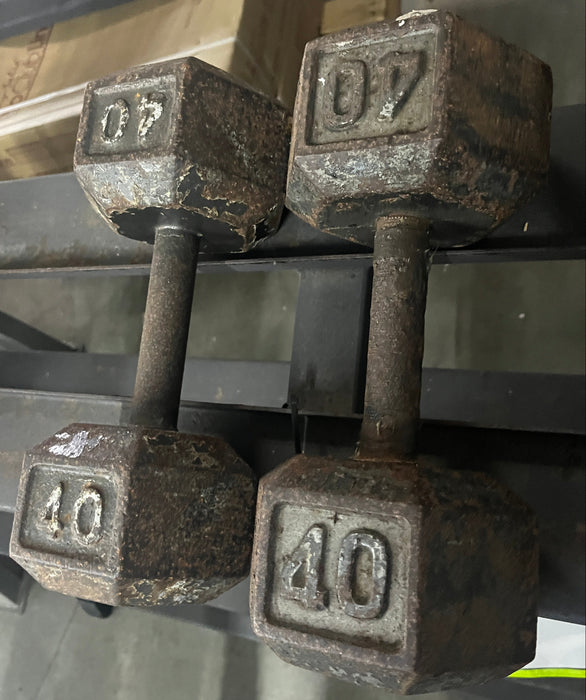 Used Body-Solid Iron Hex Dumbbells 40lbs