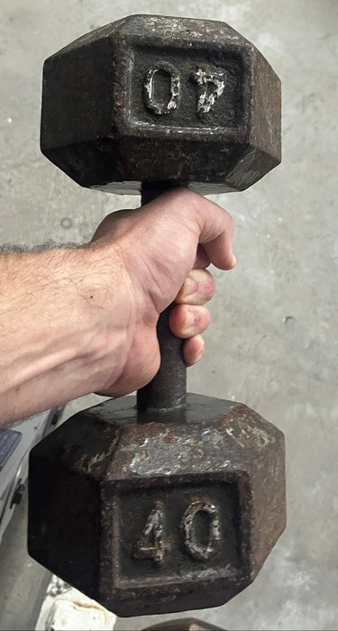 Used Body-Solid Iron Hex Dumbbells 40lbs