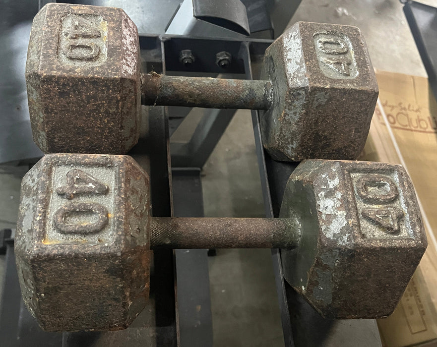 Used Body-Solid Iron Hex Dumbbells 40lbs