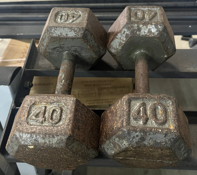 Used Body-Solid Iron Hex Dumbbells 40lbs