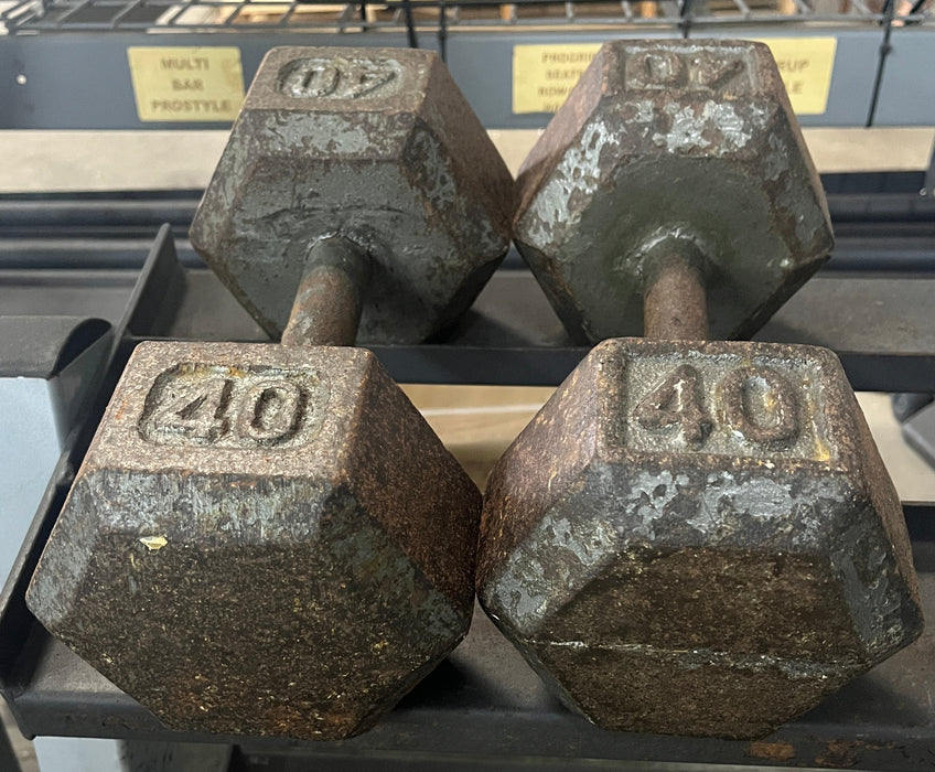 Used Body-Solid Iron Hex Dumbbells 40lbs
