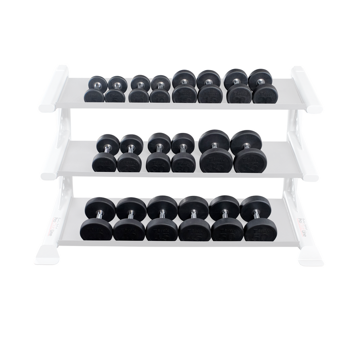 Body-Solid Rubber Round Dumbbells 5 to 50lb with Rack